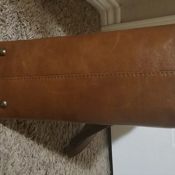 Patricia Nash Brown and Tan Stitched Ouine and Squares with Circles in them - Picture 2 of 15